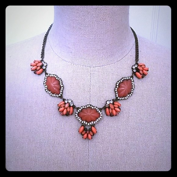 Peach & Bronze Statement Necklace - Picture 2 of 7